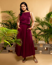 Maroon Black Skirt Set